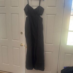 Black Spaghetti Strap Evening Gown